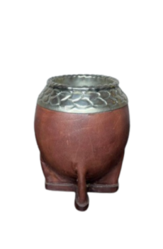Mate Torpedo Cuero Liso Virola Cincelada